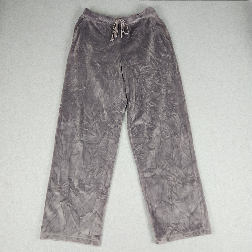 House of Harlow Pants Womens Small Gray Velour Wide Leg Drawstring Waist Lounge